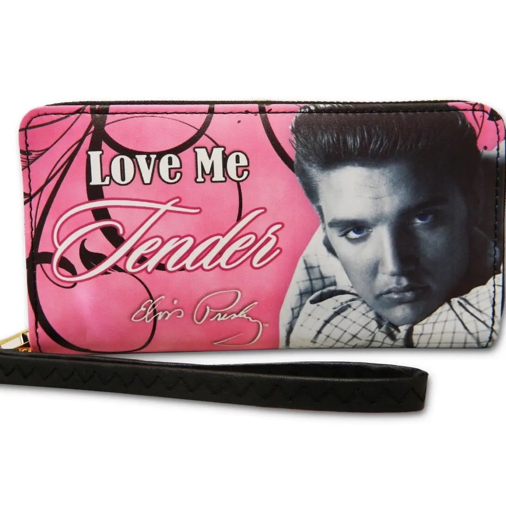 Pink black Elvis Presley wallet Love me tender E8753